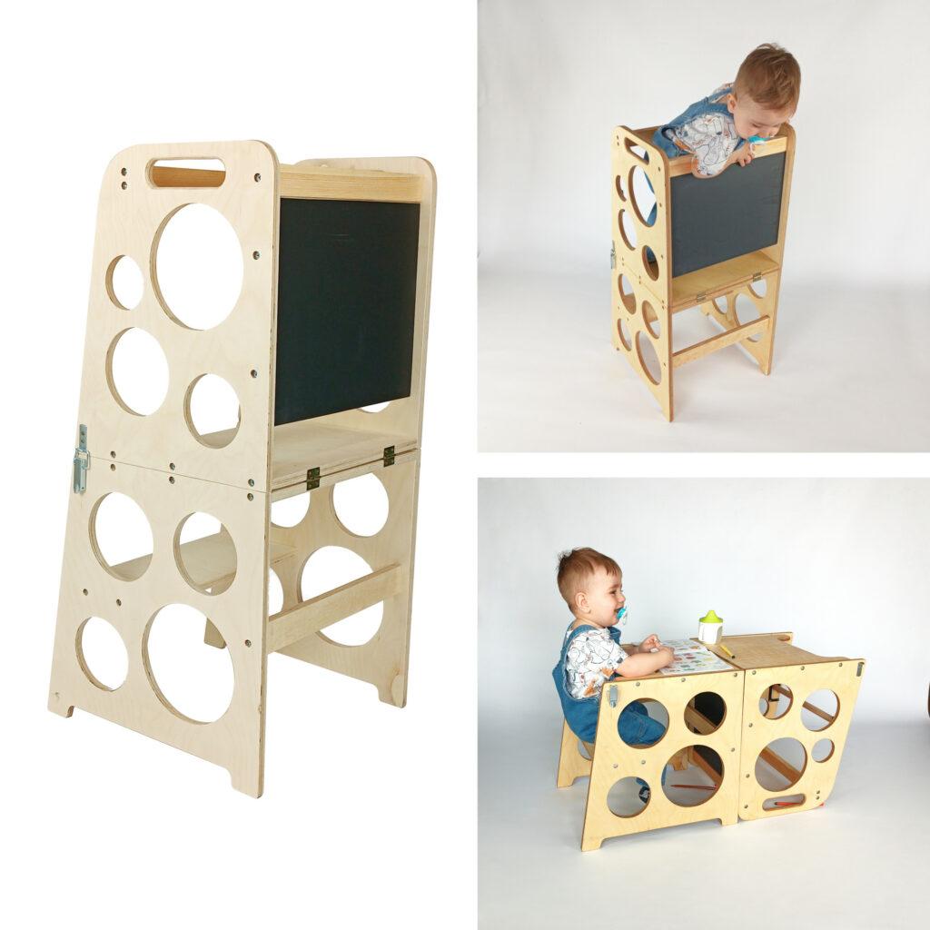 Montessori-motorische-Entwicklung-sensorische-Entwicklung-Lernturm-für-Kinder-Küchenhelfern,-Küchenplattform