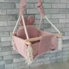 Kinderschaukel rosa mit Bärenohren, Personalisierte Kinderschaukel, Rosa Schaukel für Kinderzimmer, Schaukel aus ökologischem Material, Indoor Kinderschaukel, Handgefertigte Kinderschaukel, Buchenholz Kinderschaukel