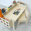 Verstellbarer Kindertisch Set, Kindermöbel Holz Natur, Kinderstuhl und Tisch Set, Kinder Basteltisch mit Boxen, Montessori Möbel Kinderzimmer, Kreativtisch Kinder mit Stuhl, Kindertisch Höhenverstellbar, Kindertisch mit Ablagefächern, Kinder Mal- und Basteltisch, Möbelset für Kleinkinder, Kindermöbel Ergonomisch Holz, Aufbewahrungsboxen Kinder, Kinder Holztisch mit Stuhl