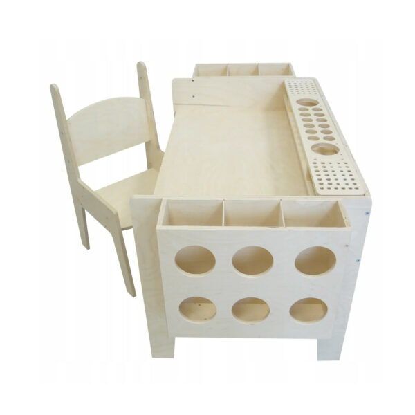 Verstellbarer Kindertisch Set, Kindermöbel Holz Natur, Kinderstuhl und Tisch Set, Kinder Basteltisch mit Boxen, Montessori Möbel Kinderzimmer, Kreativtisch Kinder mit Stuhl, Kindertisch Höhenverstellbar, Kindertisch mit Ablagefächern, Kinder Mal- und Basteltisch, Möbelset für Kleinkinder, Kindermöbel Ergonomisch Holz, Aufbewahrungsboxen Kinder, Kinder Holztisch mit Stuhl