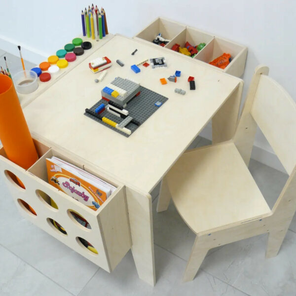 Mitwachsender Schreibtisch, Kindertisch Holz, Kinderstuhl höhenverstellbar, Kindermöbel Set, Schreibtisch für Kinder, Ergonomischer Kindertisch, Montessori Möbel, Holzspielzeug