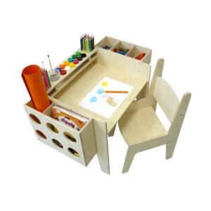 Mitwachsender Schreibtisch, Kindertisch Holz, Kinderstuhl höhenverstellbar, Kindermöbel Set, Schreibtisch für Kinder, Ergonomischer Kindertisch, Montessori Möbel, Holzspielzeug